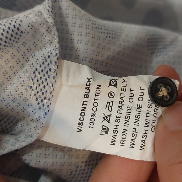 Visconti Black Luchiano Visconti Blue dot long-sleeved shirt Size XL - Picture 8 of 9